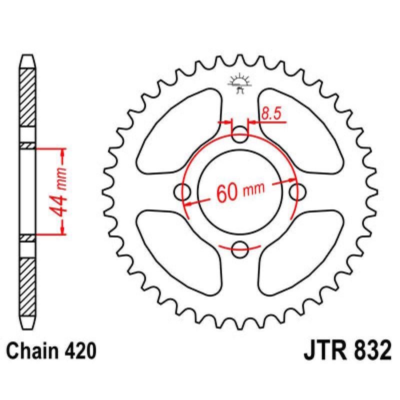 Купить Звездочка задняя JT Sprockets (шаг 420 ) JT JTR832